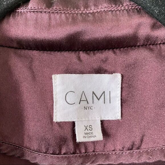 Cami NYC-Burgundy Silk Long Sleeve Wrap Front Blouse (XS) - Picture 9 of 9